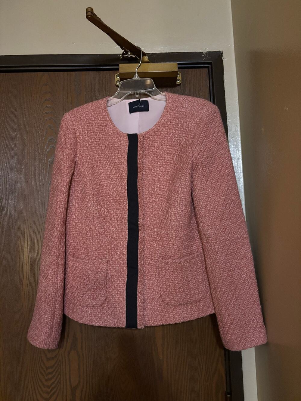 NWOT Lands End Pink Tweed Fall/ Winter Preppy Office Professional Blazer/ Jacket